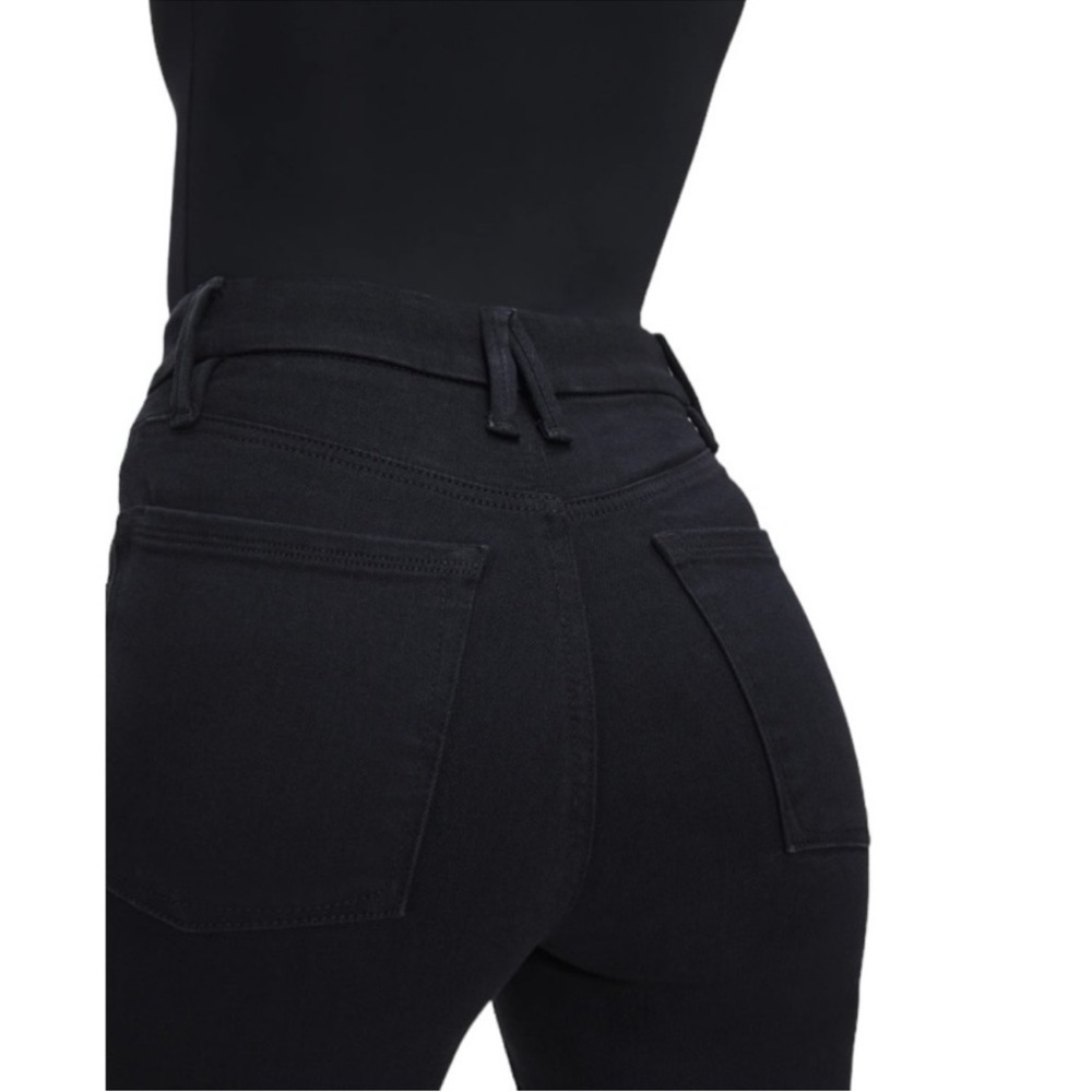 NWT Good American Good Legs Straight Jeans Small Black Mid Rise Tummy Tech 1 - Picture 2 of 9